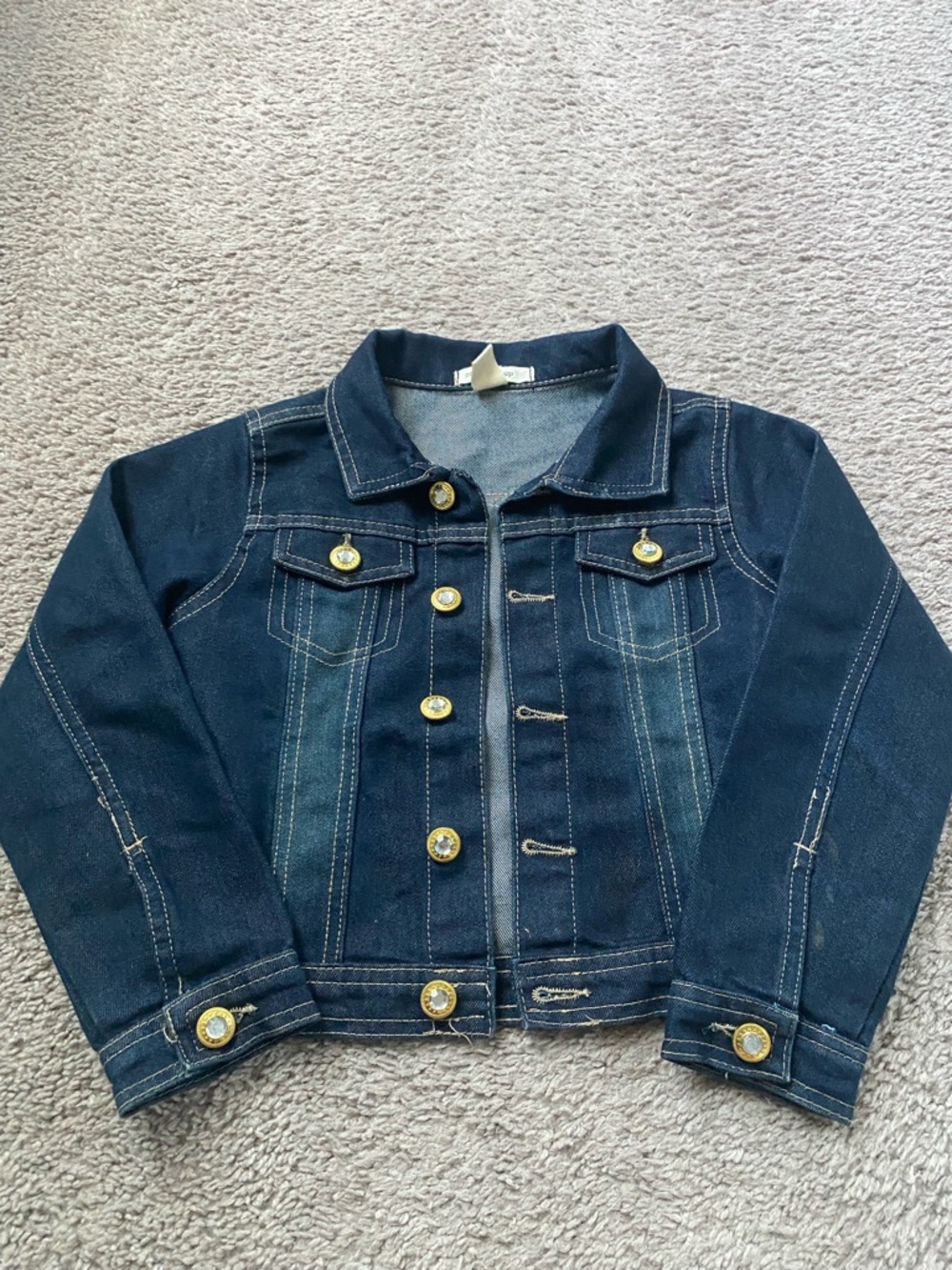 One Step Ahead Dark Blue Denim Jacket with Gold Buttons